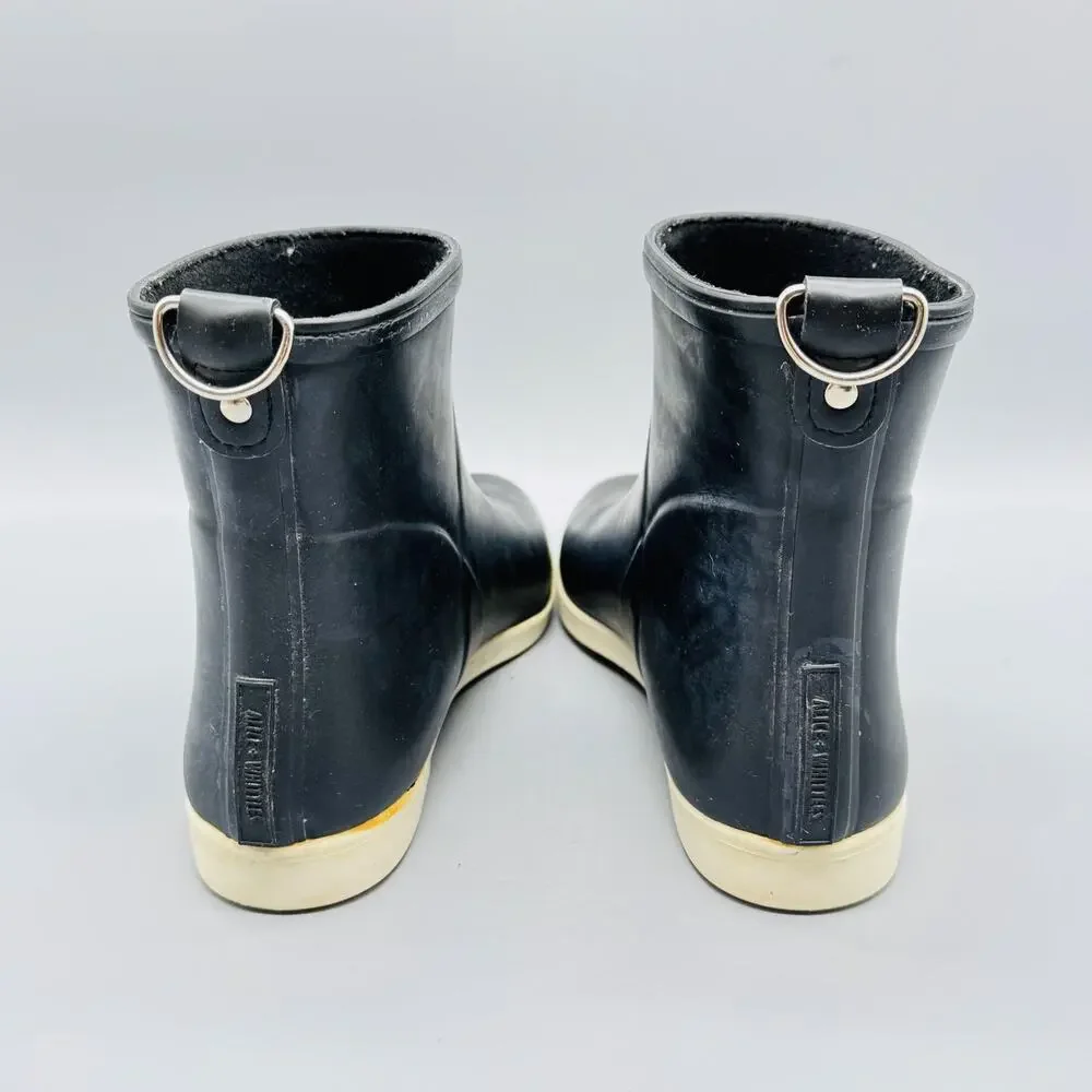 Alice + Whittles Boots Women 7 Black Rubber Ankle Rain Waterproof Madewell Shoes